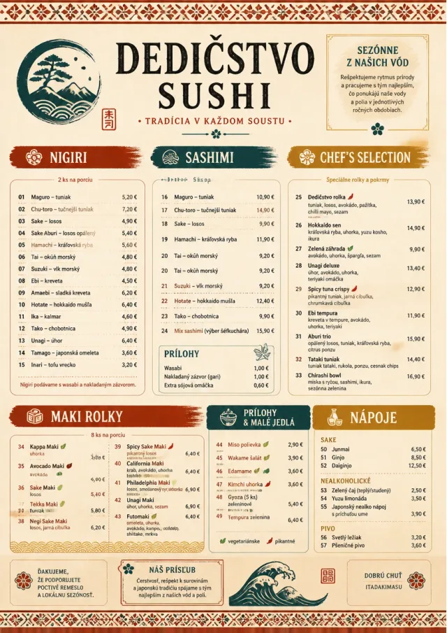 Heritage Tradition sushi-menu menu template preview