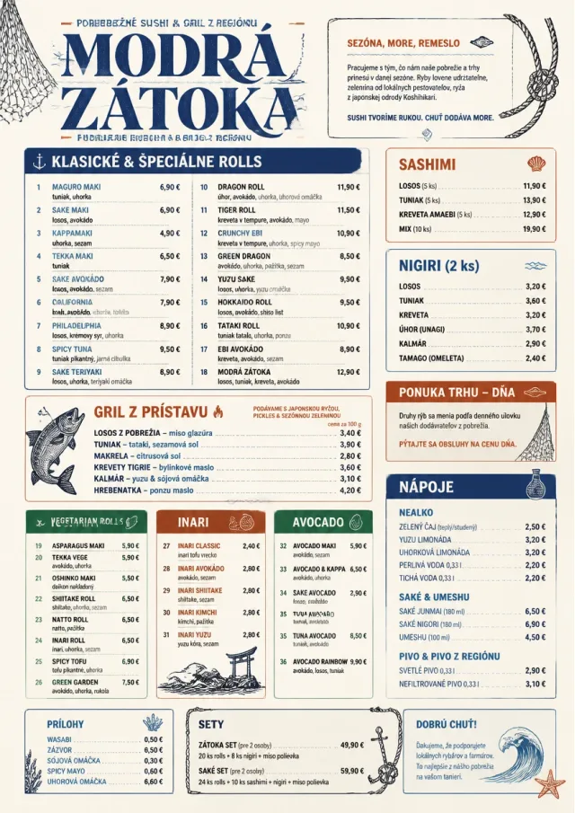 Coastal Regional sushi-menu menu template preview