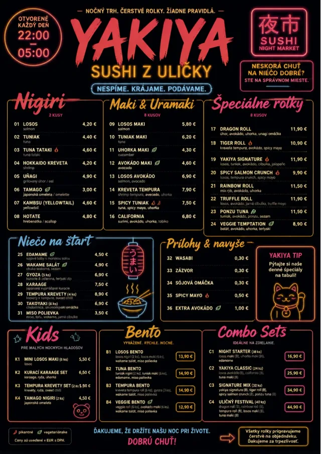 Night Market Neon sushi-menu menu template preview