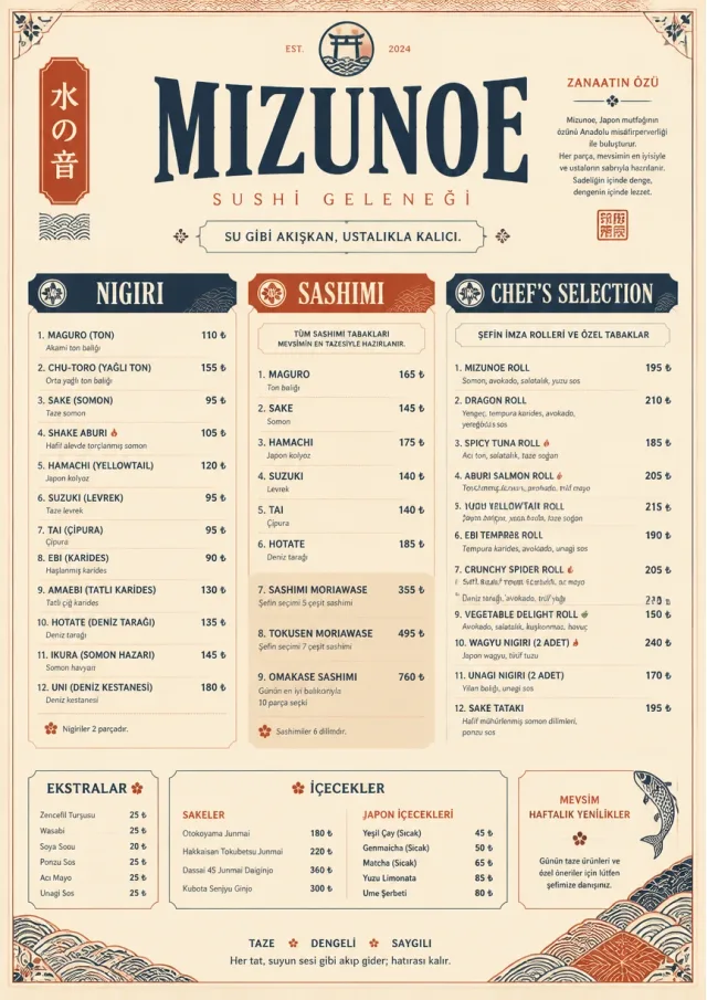 Heritage Tradition sushi-menu menu template preview
