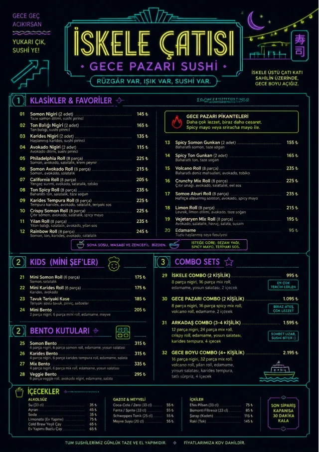 Night Market Neon sushi-menu menu template preview