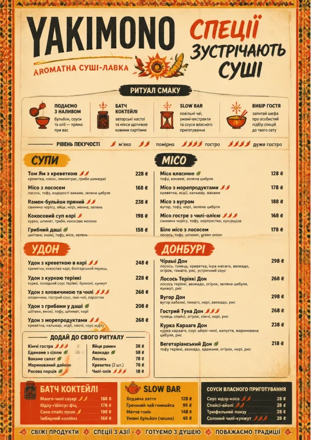 Spice Market Bold sushi-menu menu template preview