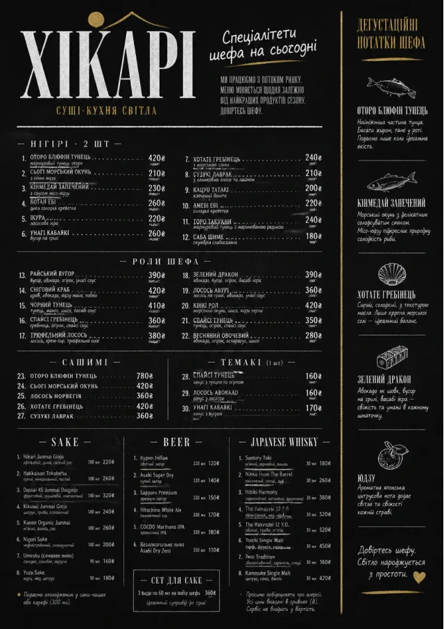 Chef Specials Board sushi-menu menu template preview