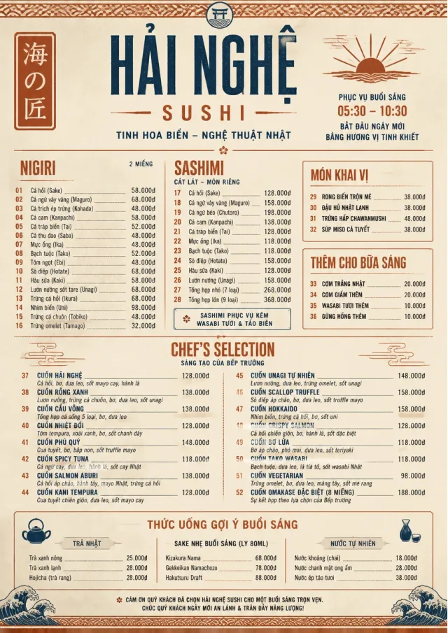 Heritage Tradition sushi-menu menu template preview