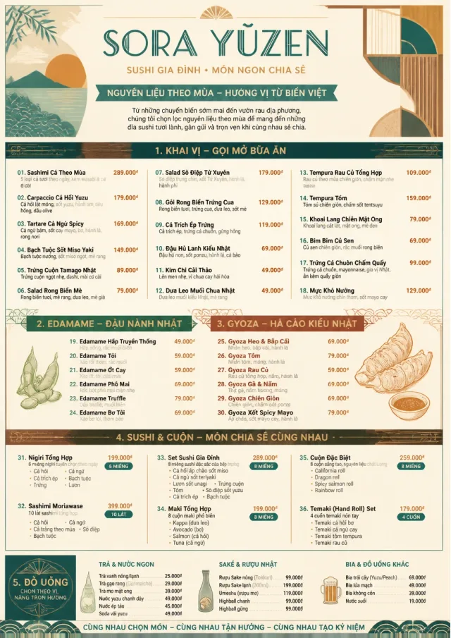 Family Style Feast sushi-menu menu template preview