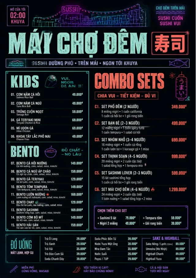 Night Market Neon sushi-menu menu template preview