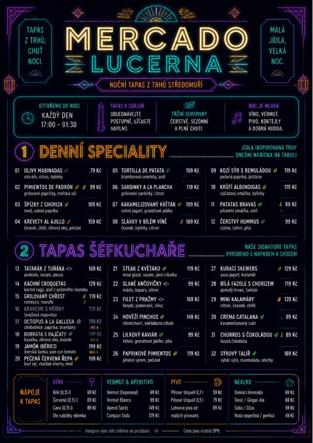 Night Market Neon tapas-menu menu template preview