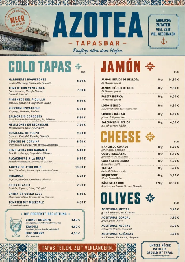 Heritage Tradition tapas-menu menu template preview