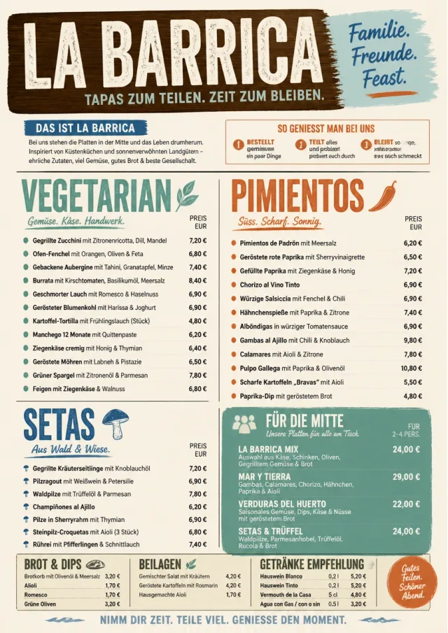 Family Style Feast tapas-menu menu template preview