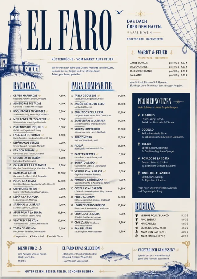 Coastal Regional tapas-menu menu template preview