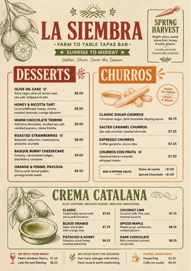 Farm Table Rustic tapas-menu menu template preview