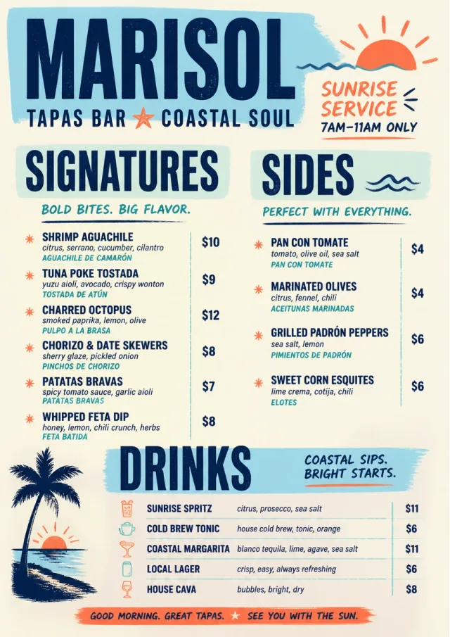 Street Stall Flyer tapas-menu menu template preview