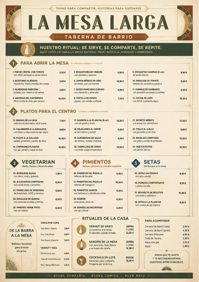 Family Style Feast tapas-menu menu template preview