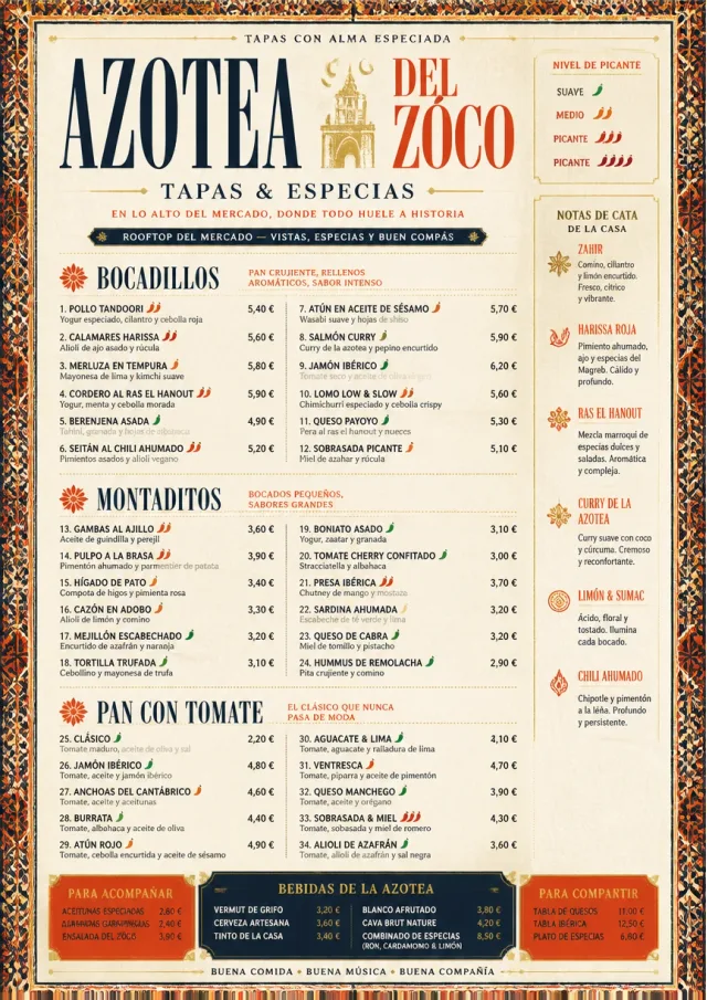 Spice Market Bold tapas-menu menu template preview