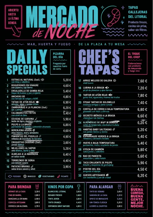 Night Market Neon tapas-menu menu template preview