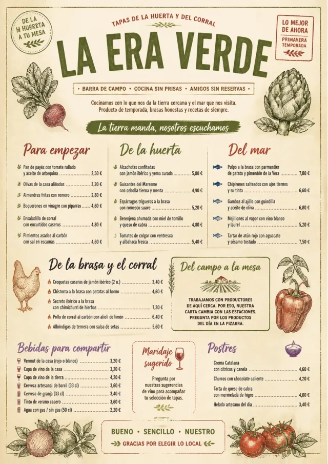 Farm Table Rustic tapas-menu menu template preview