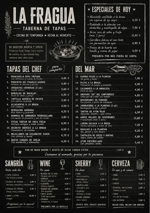 Chef Specials Board tapas-menu menu template preview