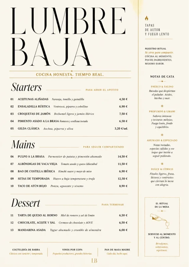 Chef Carte Brève tapas-menu menu template preview