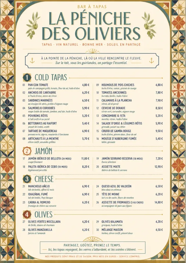 Heritage Tradition tapas-menu menu template preview