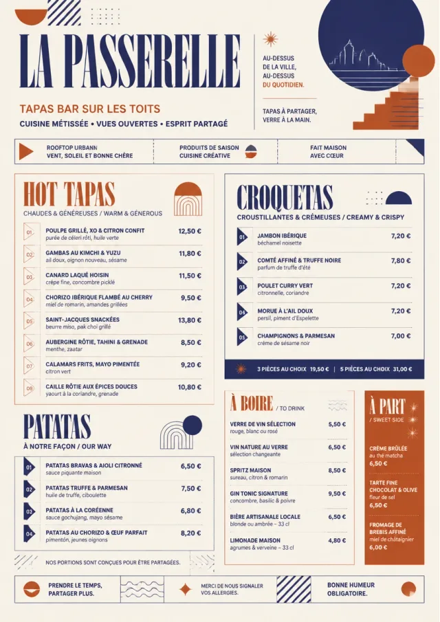Modern Fusion tapas-menu menu template preview