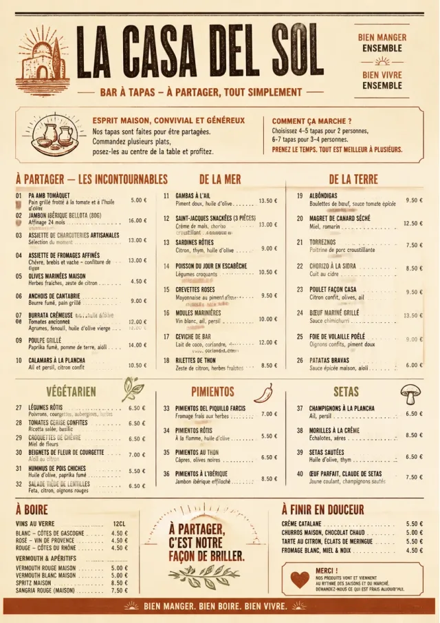 Family Style Feast tapas-menu menu template preview
