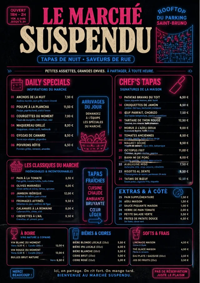 Night Market Neon tapas-menu menu template preview