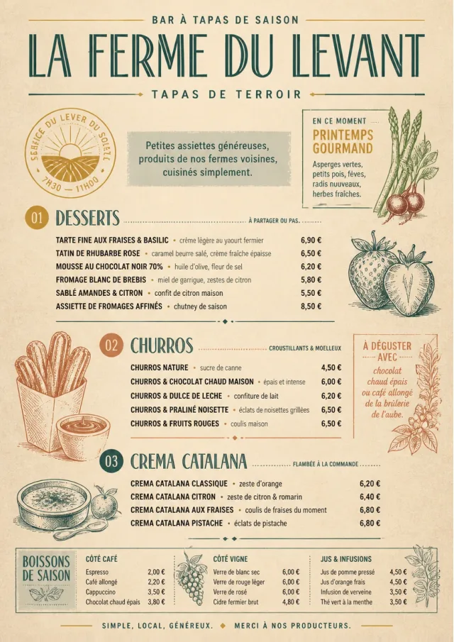 Farm Table Rustic tapas-menu menu template preview
