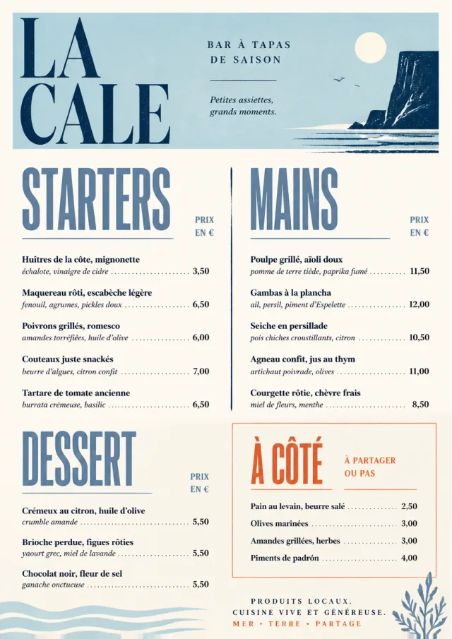 Chef Carte Brève tapas-menu menu template preview