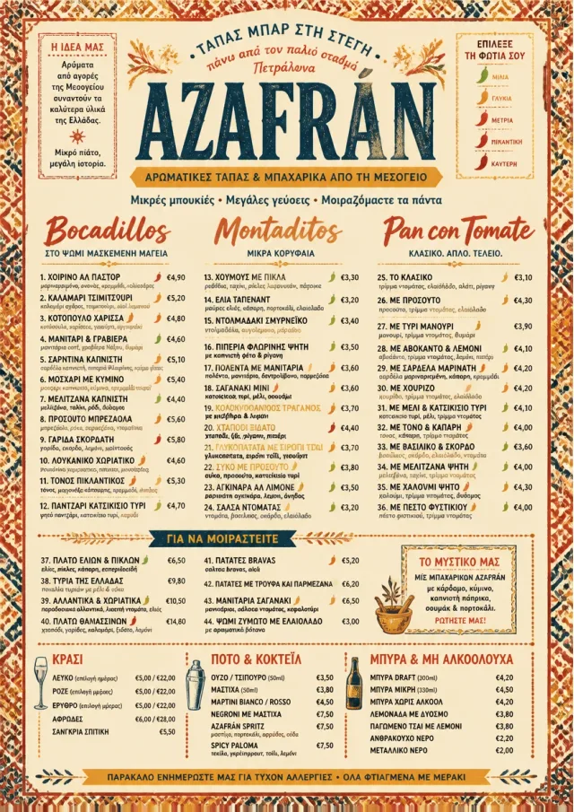 tapas spice market bold tapas-menu menu template preview