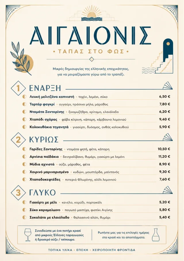 Chef Carte Brève tapas-menu menu template preview