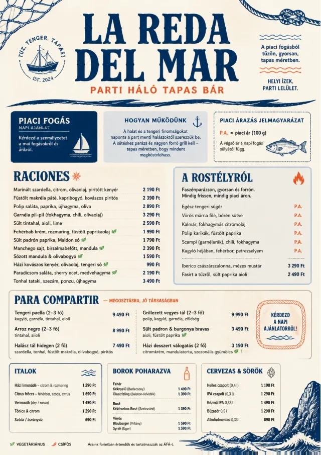 Coastal Regional tapas-menu menu template preview