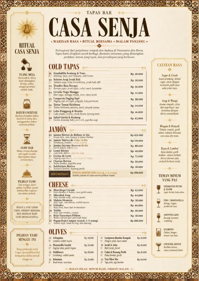 Heritage Tradition tapas-menu menu template preview