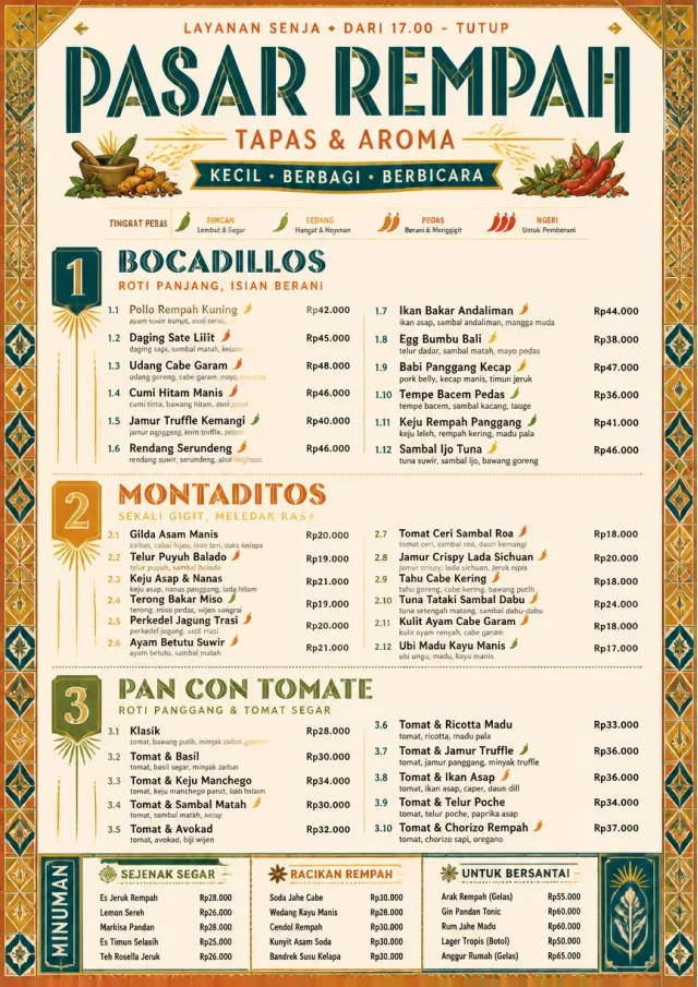 Spice Market Bold tapas-menu menu template preview