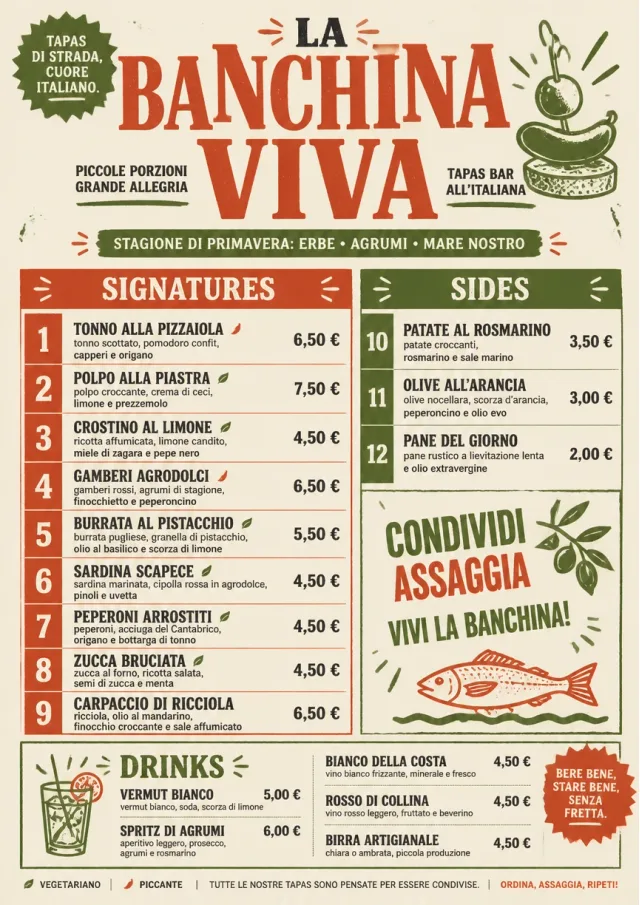 Street Stall Flyer tapas-menu menu template preview