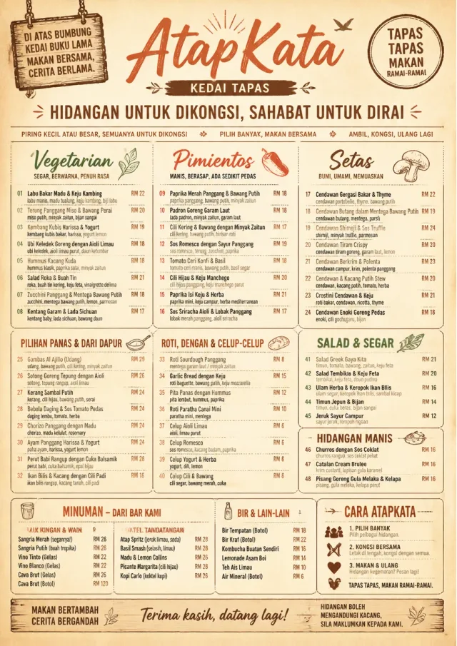Family Style Feast tapas-menu menu template preview