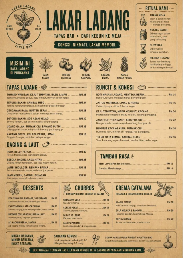 Farm Table Rustic tapas-menu menu template preview