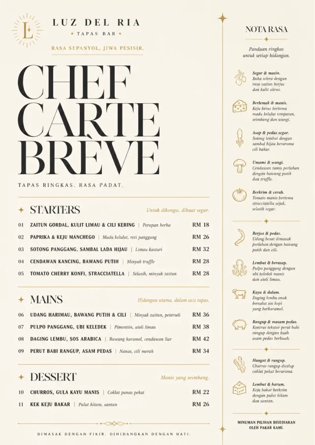 Chef Carte Brève tapas-menu menu template preview