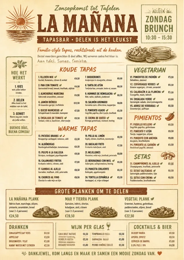 Family Style Feast tapas-menu menu template preview