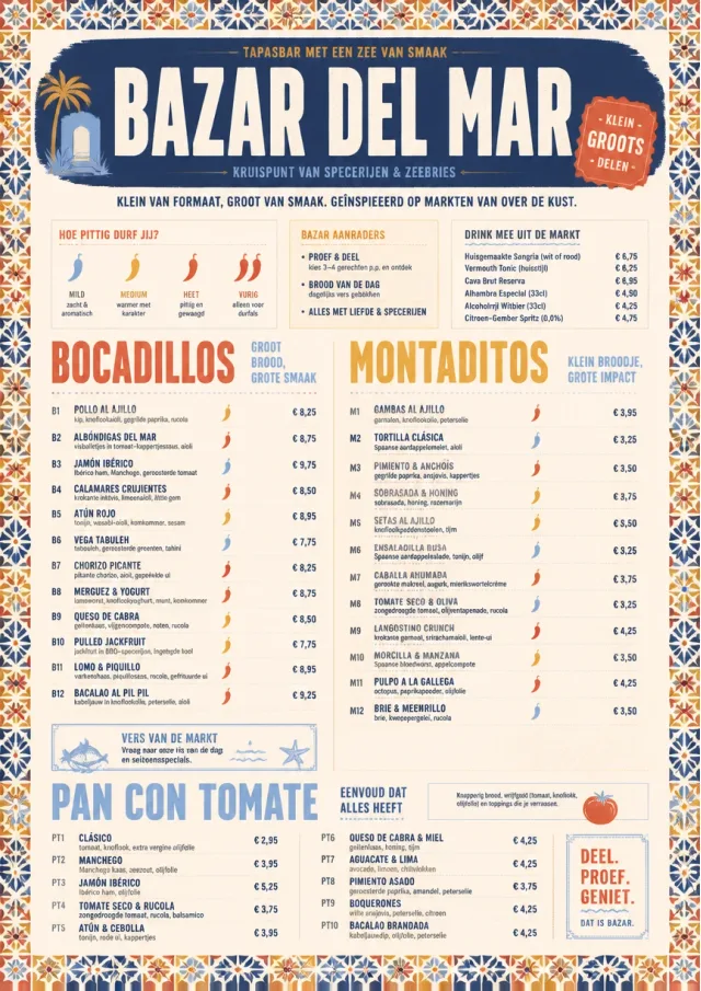 Spice Market Bold tapas-menu menu template preview