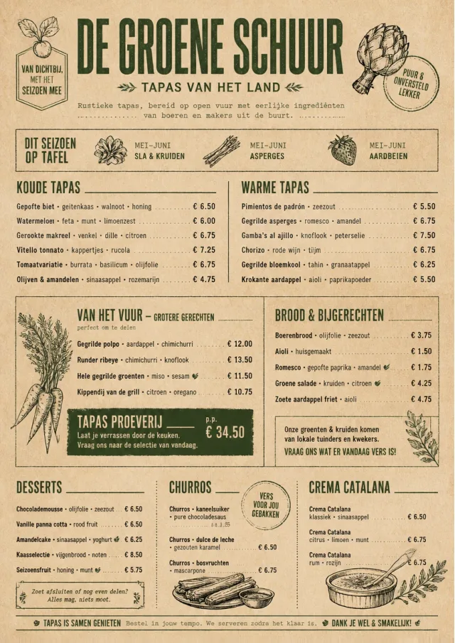 Farm Table Rustic tapas-menu menu template preview