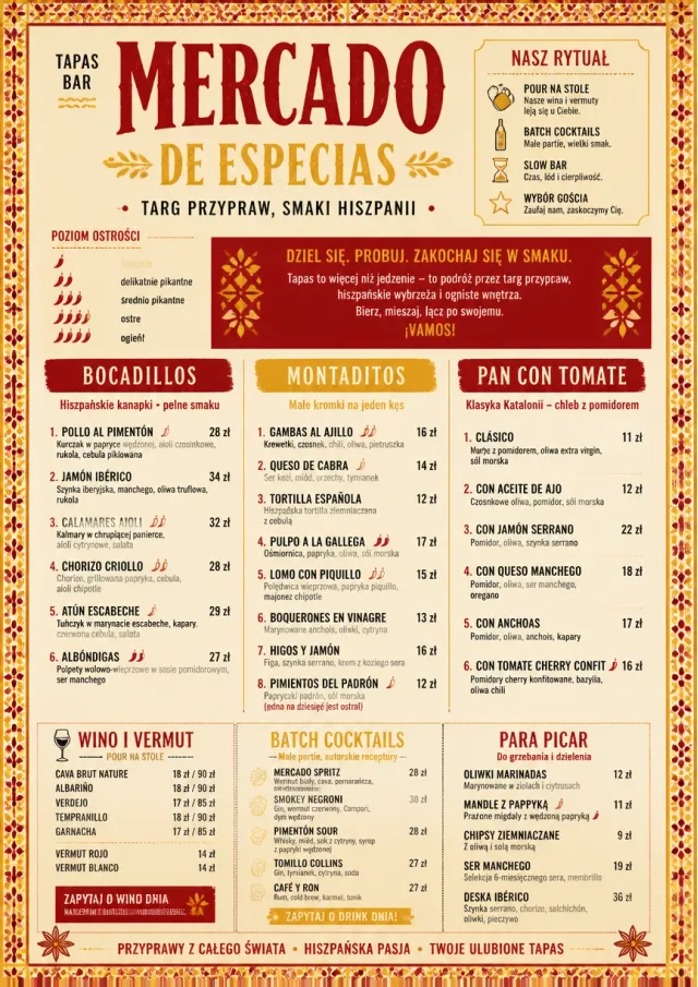 Spice Market Bold tapas-menu menu template preview