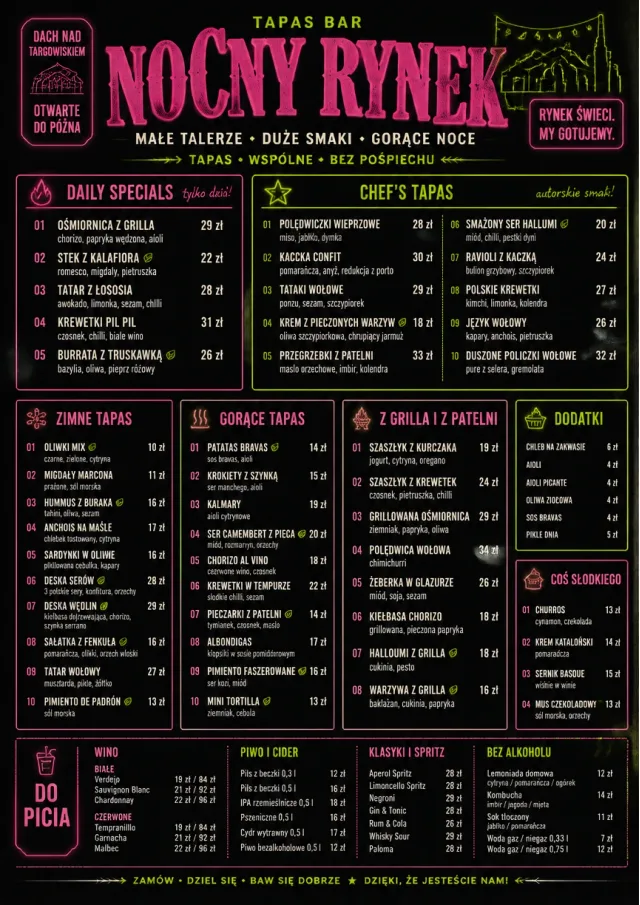 Night Market Neon tapas-menu menu template preview