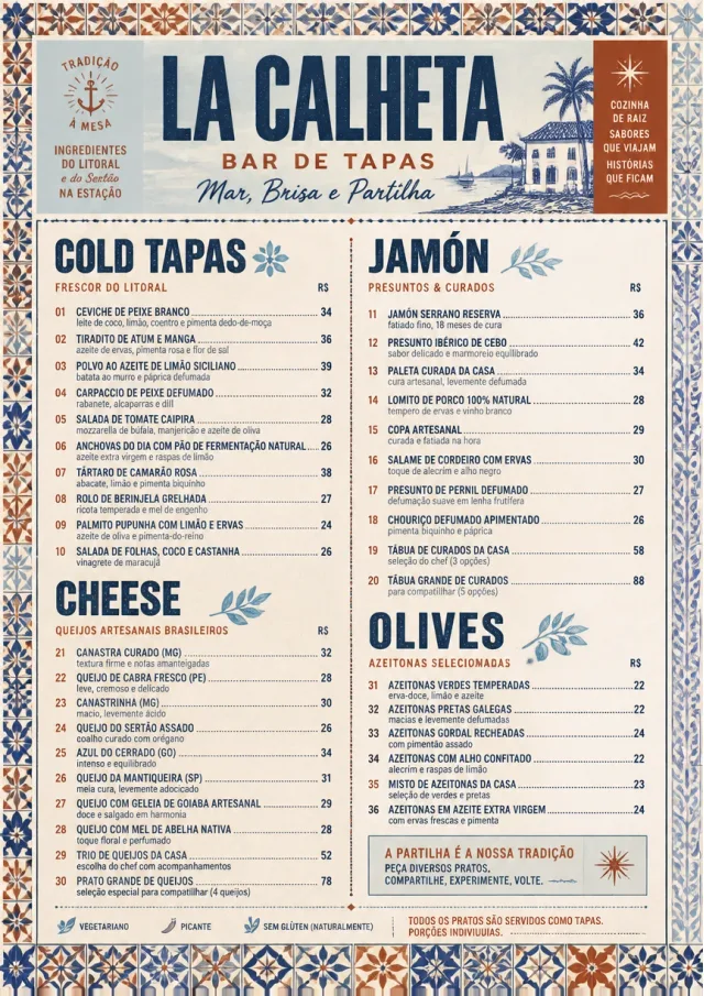 Heritage Tradition tapas-menu menu template preview