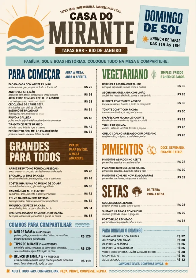 Family Style Feast tapas-menu menu template preview