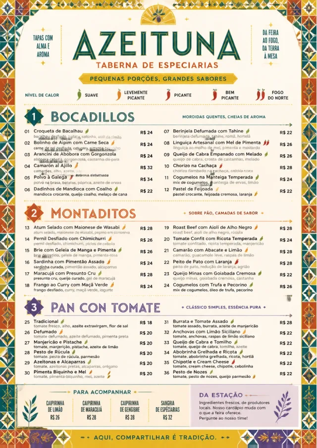 Spice Market Bold tapas-menu menu template preview