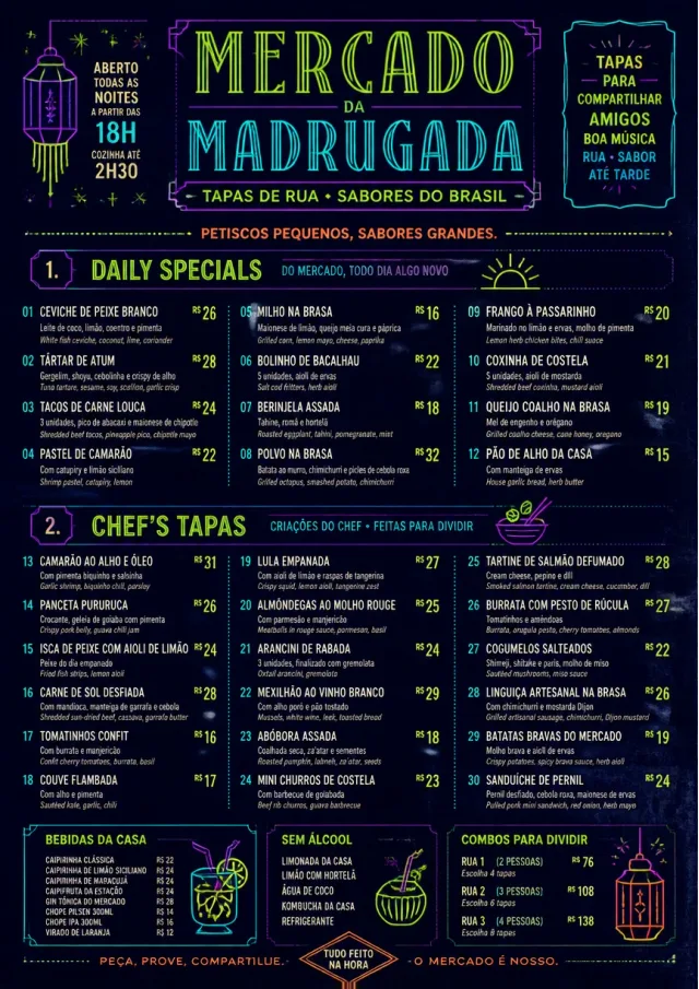 Night Market Neon tapas-menu menu template preview