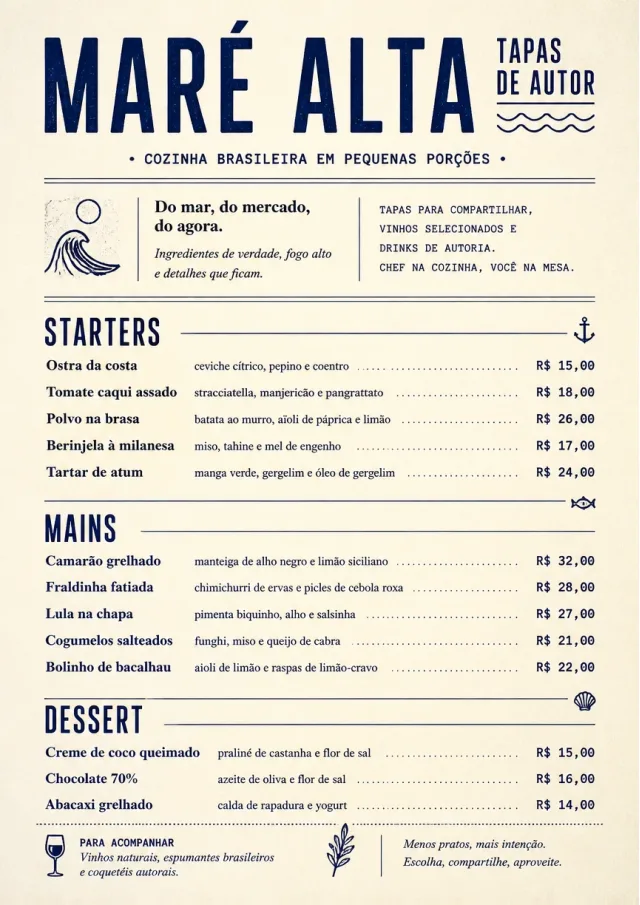 Chef Carte Brève tapas-menu menu template preview