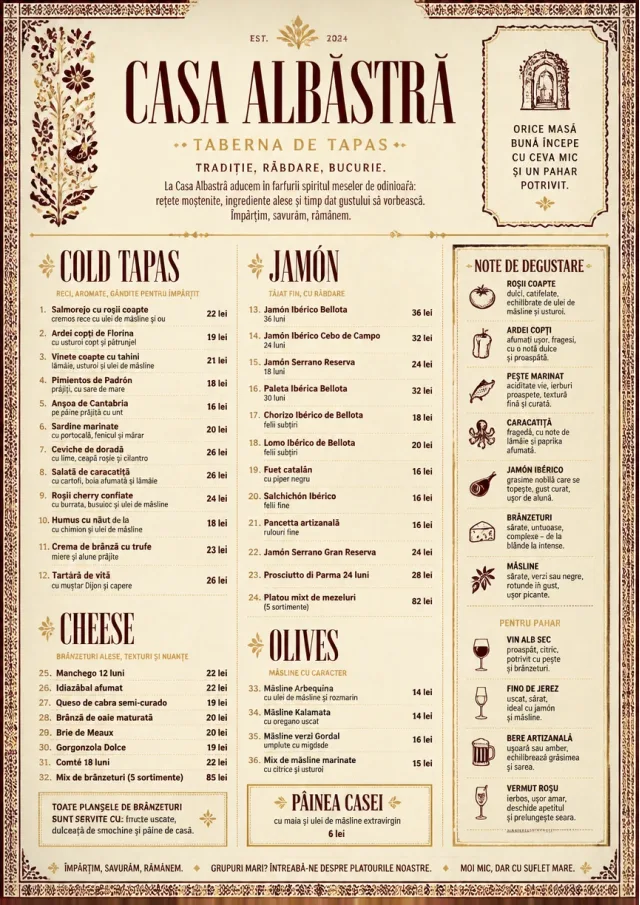 Heritage Tradition tapas-menu menu template preview