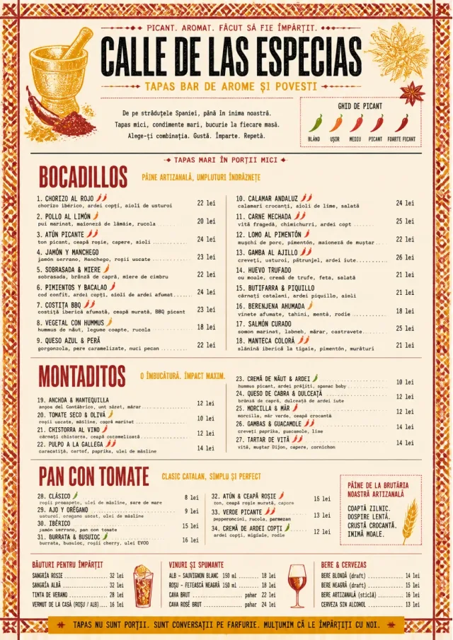 Spice Market Bold tapas-menu menu template preview