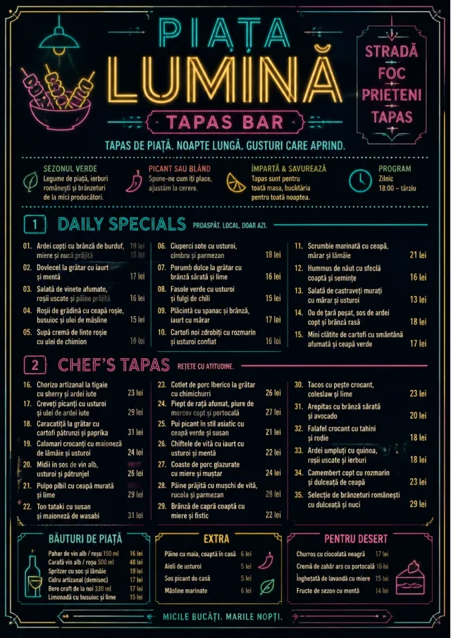 Night Market Neon tapas-menu menu template preview